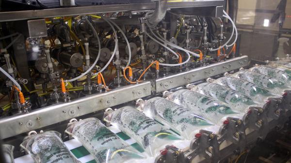 Photo of saline production line in manufacturing plant